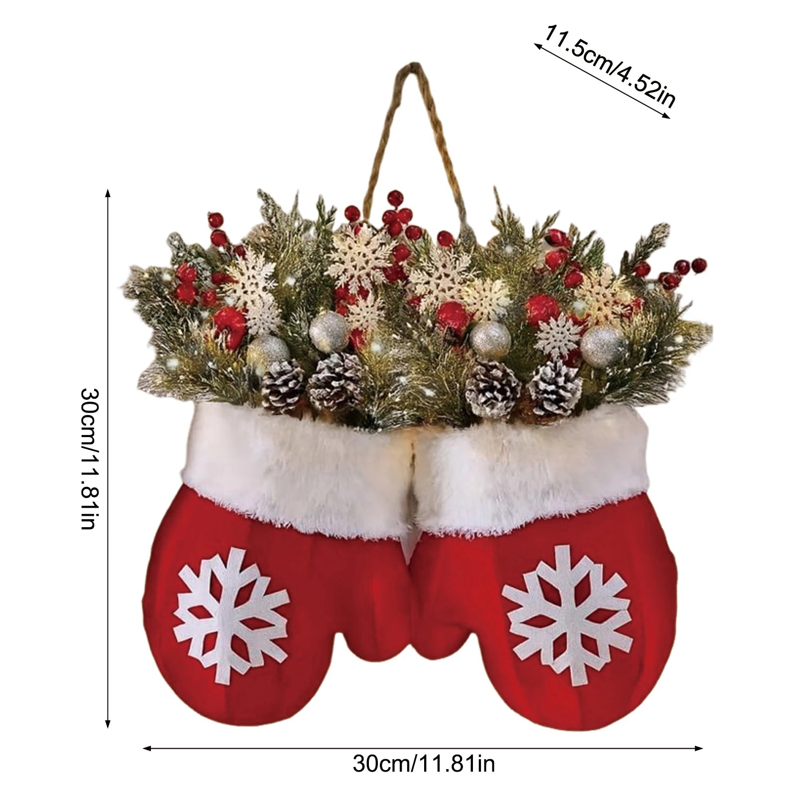 Christmas Mitten Door Wreath – with or without LED Lights