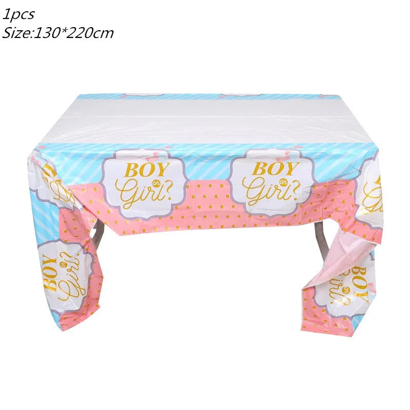 Gender Reveal Party Tableware Set – Boy or Girl Disposable Plates, Napkins & Tablecloths for Baby Shower Decorations