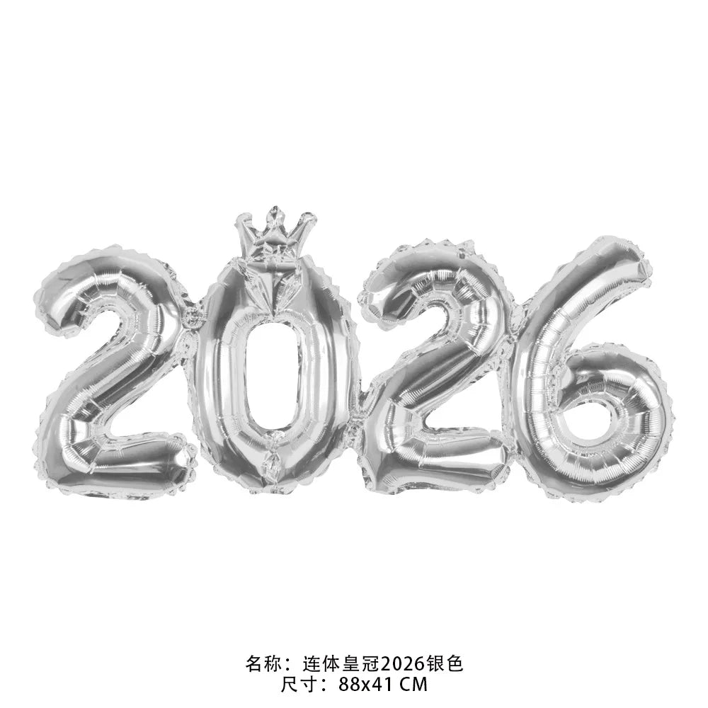 2026 Gold Crown Foil Number Balloons – New Year, Christmas Eve & Graduation Party Decorations
