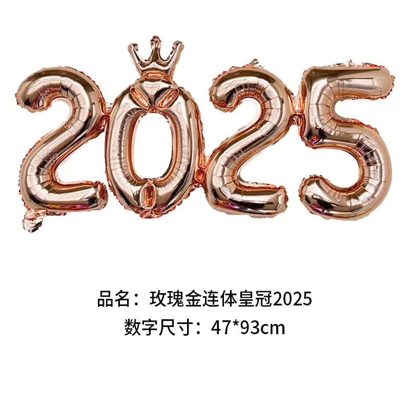 2026 Gold Crown Foil Number Balloons – New Year, Christmas Eve & Graduation Party Decorations