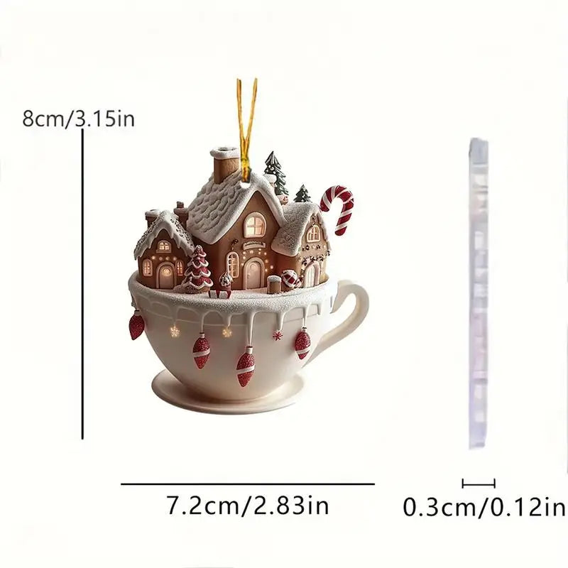 Christmas Coffee Cup Ornaments – 2025 Holiday Tree Hanging Decorations for Xmas, New Year & Easter Celebrations