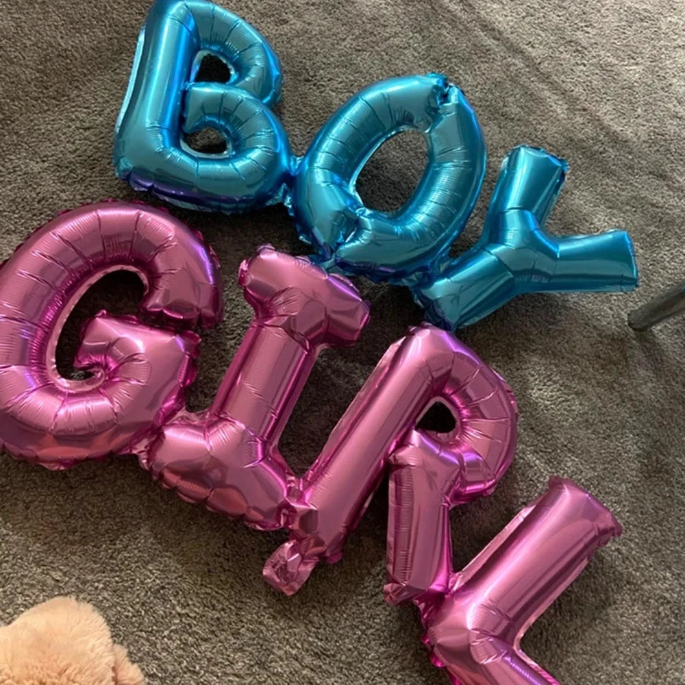4PCS Gender Reveal DecorationBlue & Pink Fringe Curtains with Boy or Girl Foil Balloons for Baby Shower