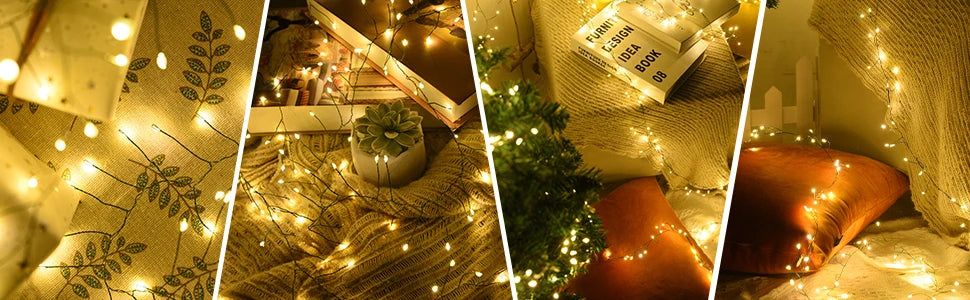 LED Christmas Fairy String Lights – Warm White Waterproof Copper Wire