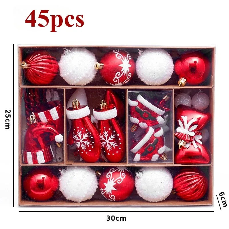 45pcs Christmas Ball Ornament Set