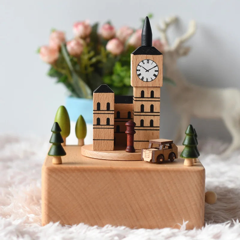 Wooden Rotating Carousel Ballerina Music Box – Mechanical Wind-Up Musical Gift for Christmas, Birthday & Special Occasions