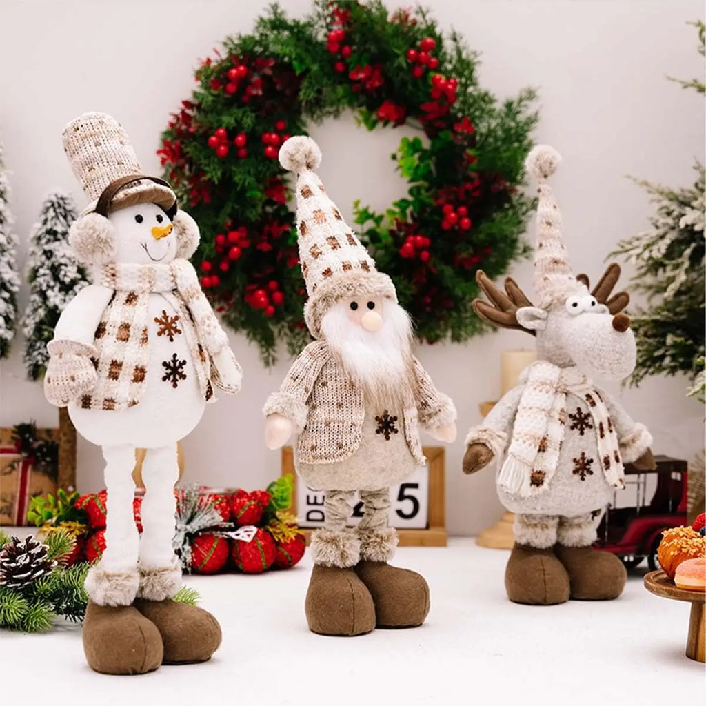 Adjustable Santa, Snowman & Reindeer Plush Dolls