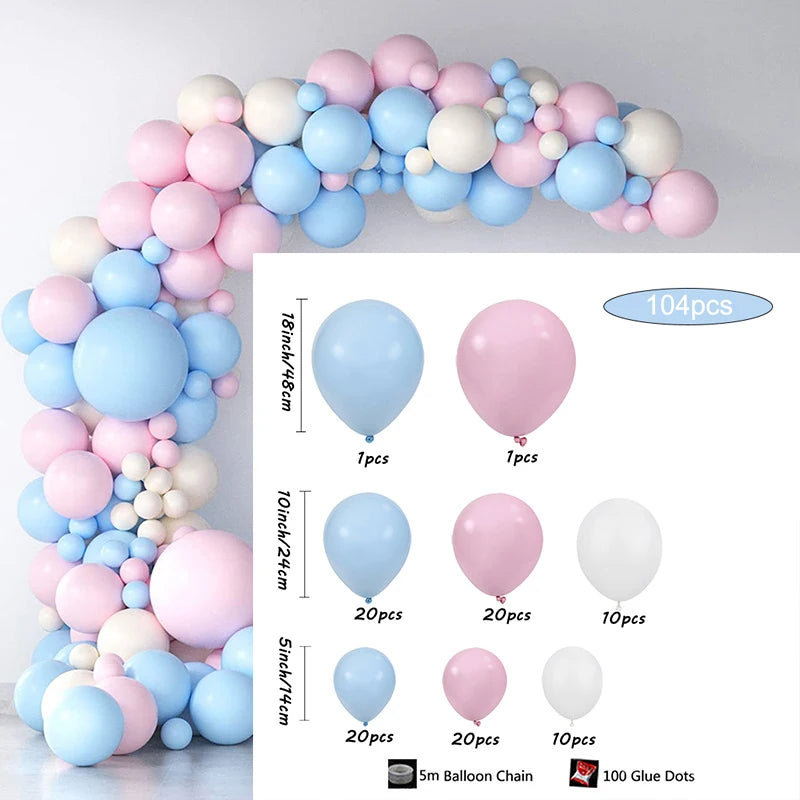 104pcs Blue & Pink Balloon Garland Arch Kit