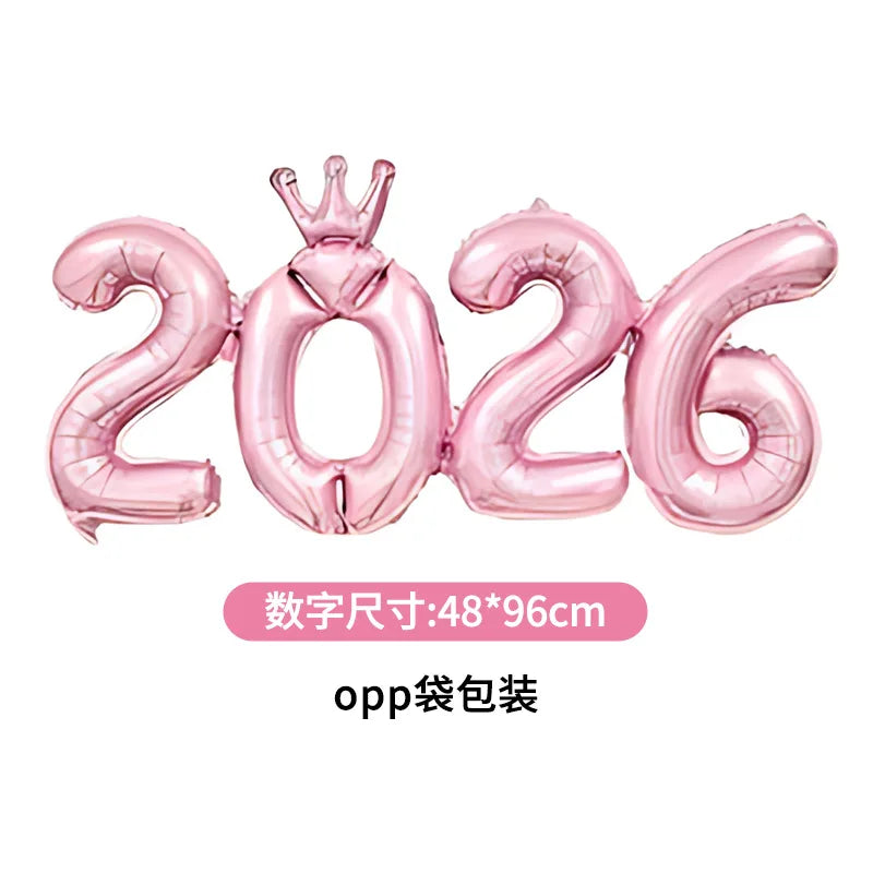 2026 Gold Crown Foil Number Balloons – New Year, Christmas Eve & Graduation Party Decorations