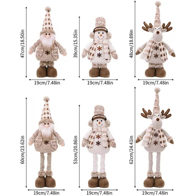 Adjustable Santa, Snowman & Reindeer Plush Dolls