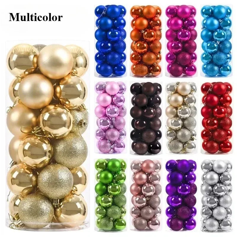 24PCS(Multiple Colors)Christmas Balls – 3/4/6cm Baubles Set for Tree Decoration