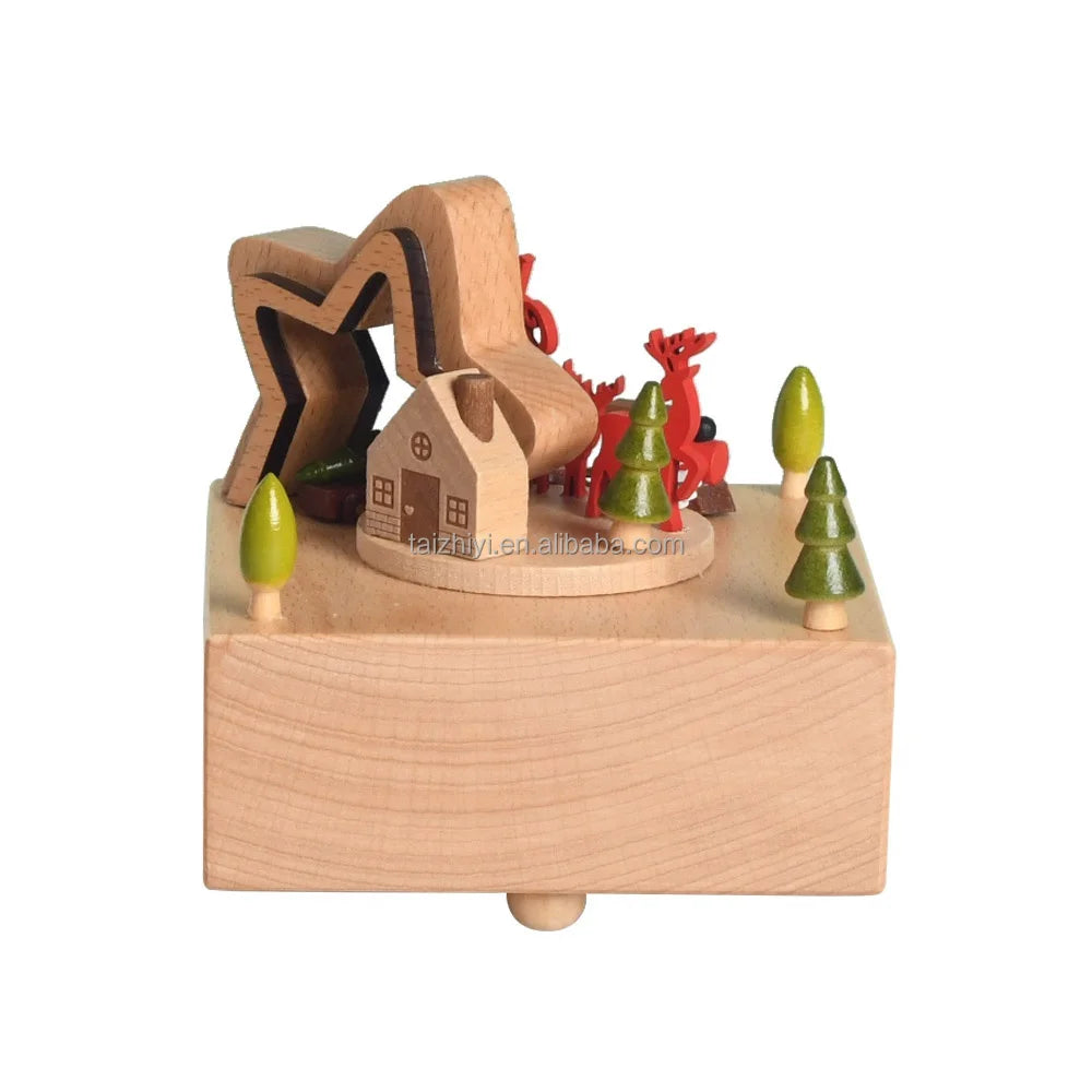 Wooden Rotating Carousel Ballerina Music Box – Mechanical Wind-Up Musical Gift for Christmas, Birthday & Special Occasions