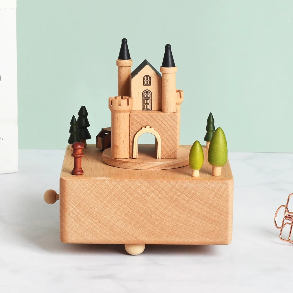 Wooden Rotating Carousel Ballerina Music Box – Mechanical Wind-Up Musical Gift for Christmas, Birthday & Special Occasions