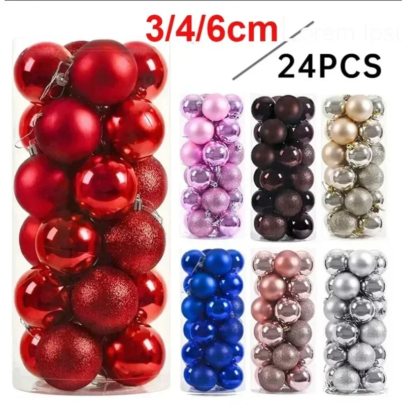 24PCS(Multiple Colors)Christmas Balls – 3/4/6cm Baubles Set for Tree Decoration