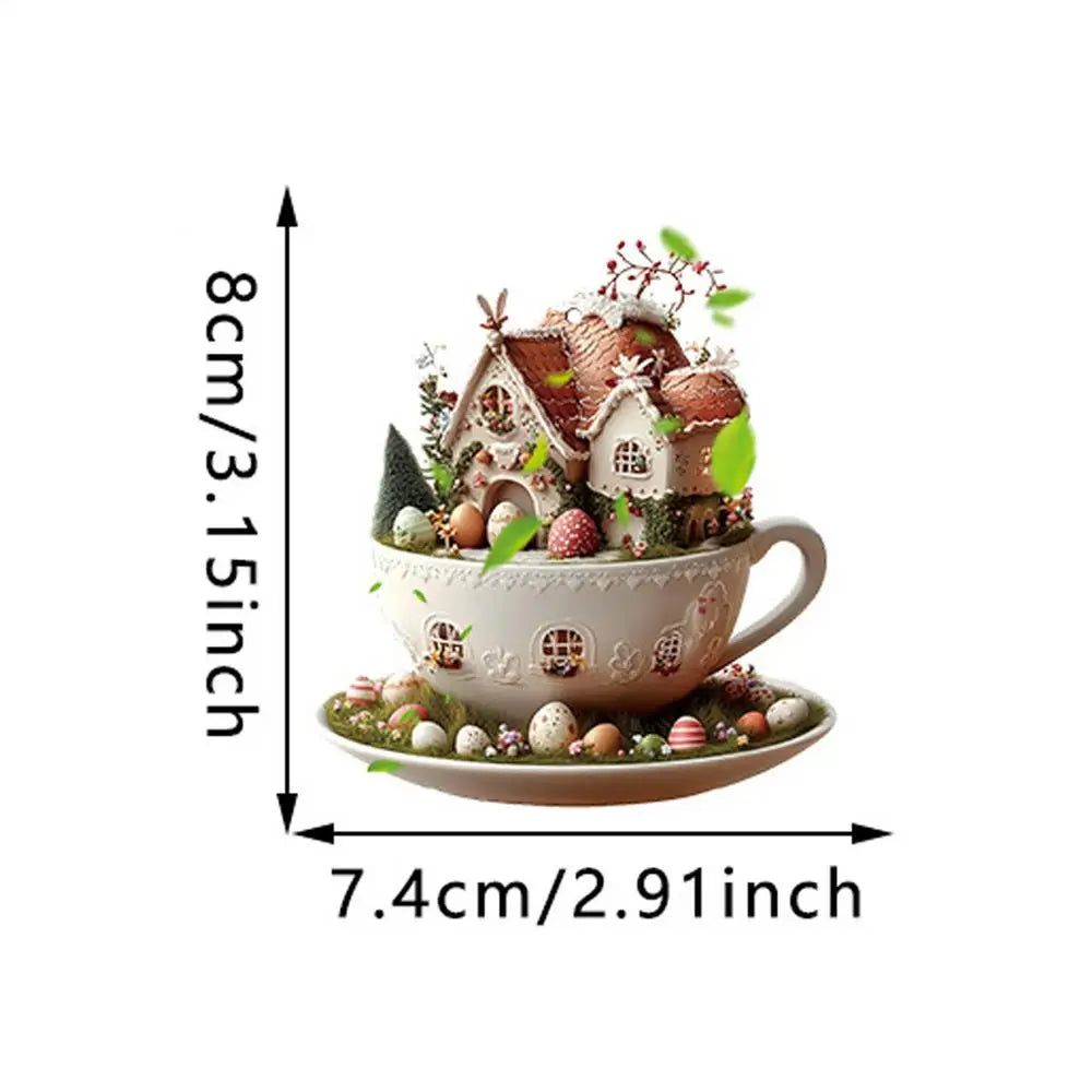 Christmas Coffee Cup Ornaments – 2025 Holiday Tree Hanging Decorations for Xmas, New Year & Easter Celebrations