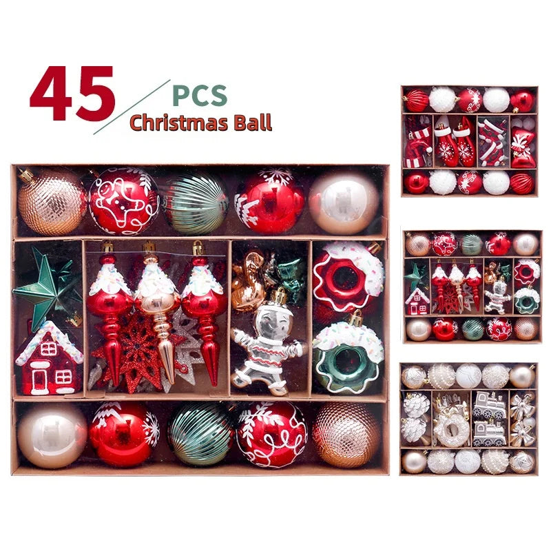 45pcs Christmas Ball Ornament Set