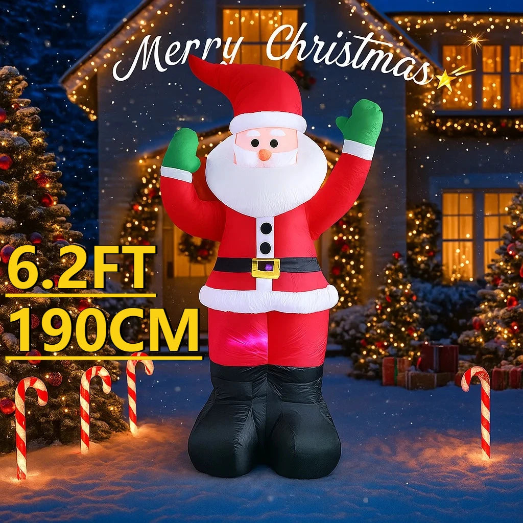 190cm (6.2FT) Inflatable Santa Claus with LED Light