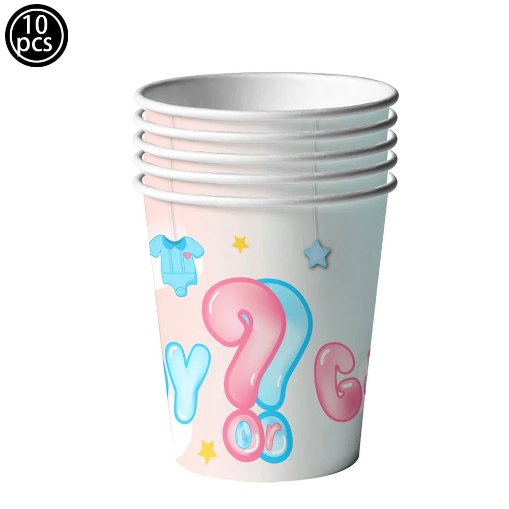 Gender Reveal Party Supplies – Boy or Girl Decorations & Tableware Set | Confetti, Balloons, Tablecloth, Plates, Cups, Napkins & More