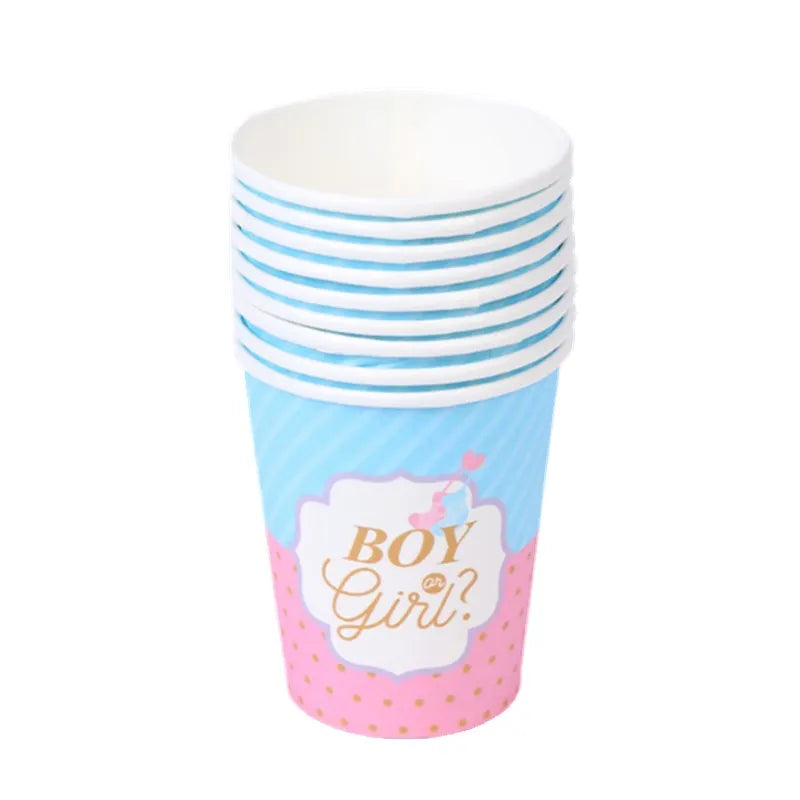 Gender Reveal Party Tableware Set – Boy or Girl Disposable Plates, Napkins & Tablecloths for Baby Shower Decorations