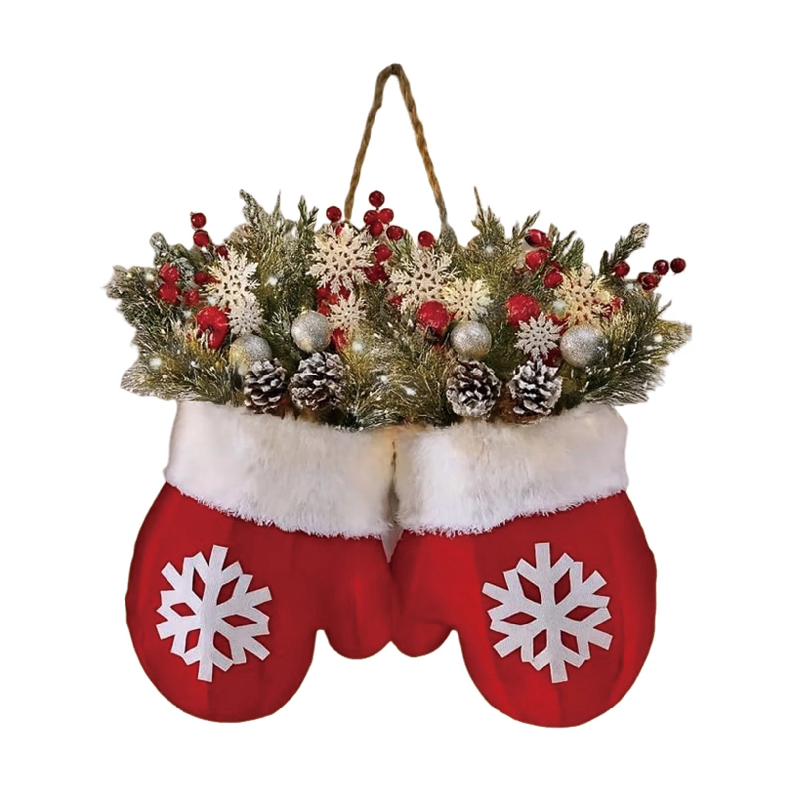 Christmas Mitten Door Wreath – with or without LED Lights