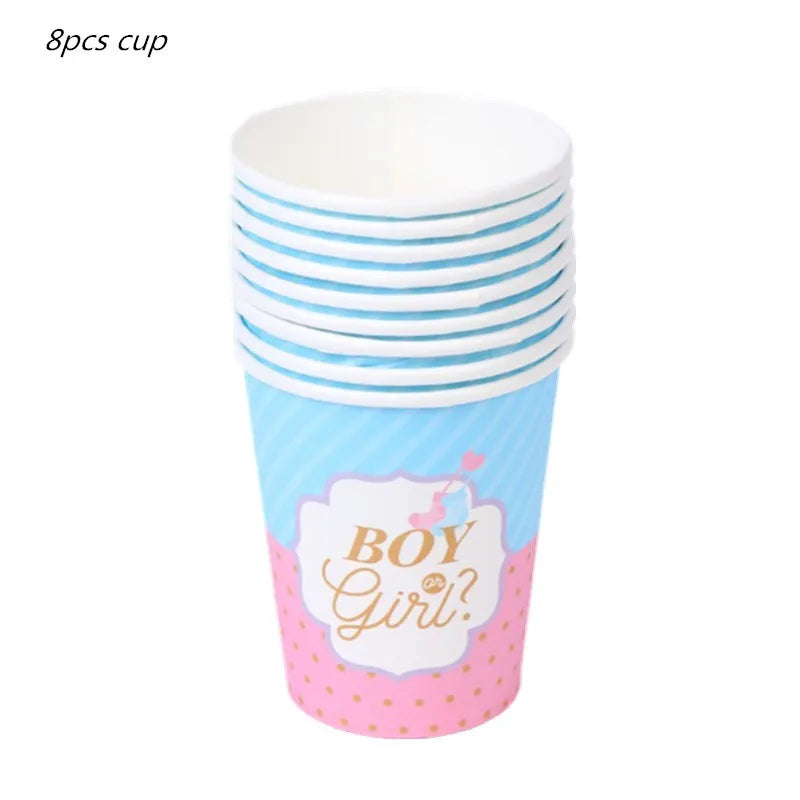 Gender Reveal Party Tableware Set – Boy or Girl Disposable Plates, Napkins & Tablecloths for Baby Shower Decorations