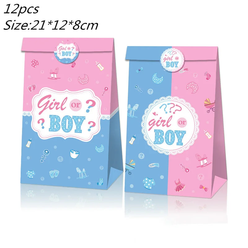 Gender Reveal Party Tableware Set – Boy or Girl Disposable Plates, Napkins & Tablecloths for Baby Shower Decorations