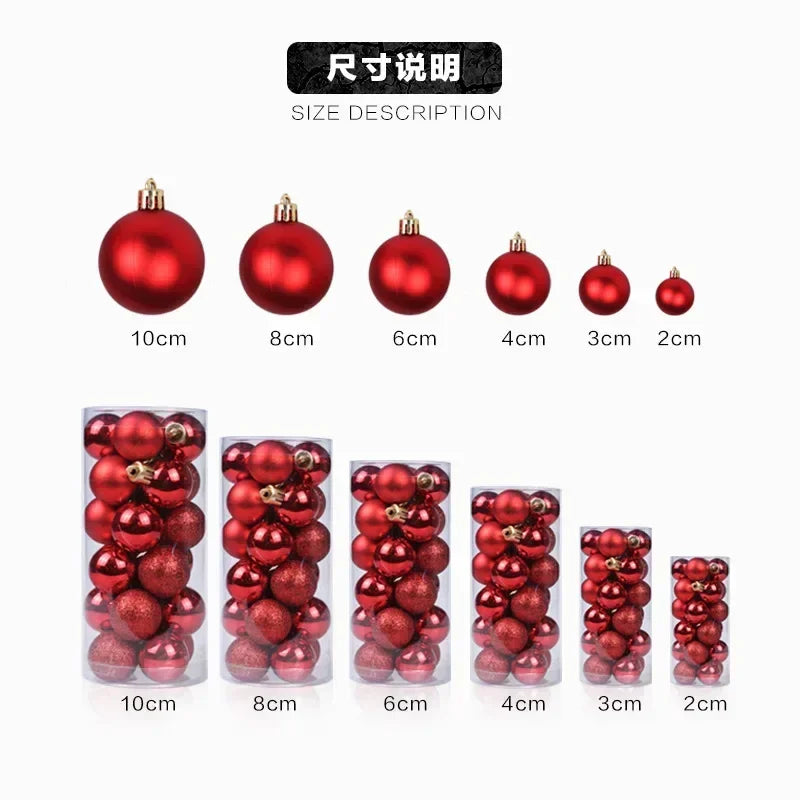 24PCS(Multiple Colors)Christmas Balls – 3/4/6cm Baubles Set for Tree Decoration