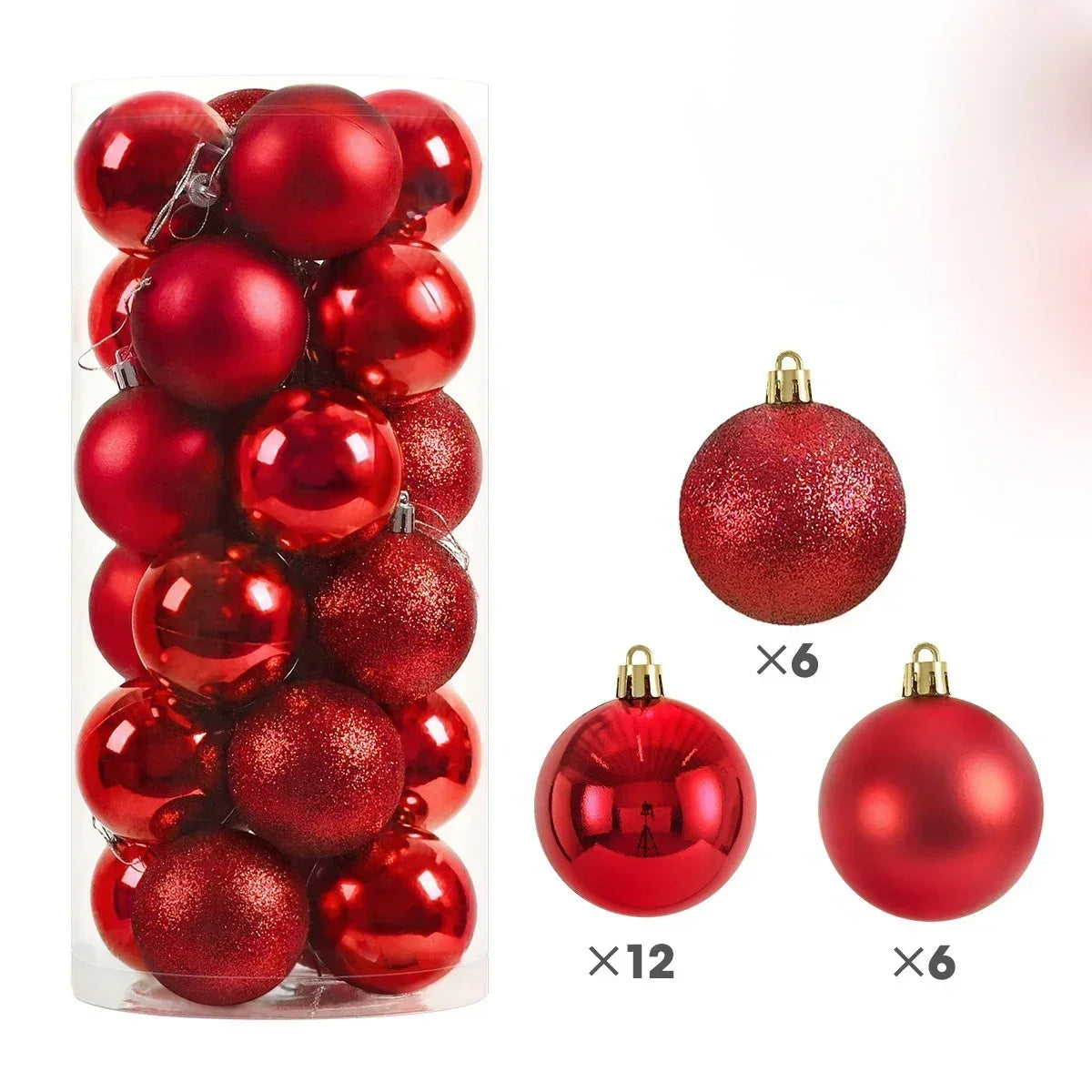 24PCS(Multiple Colors)Christmas Balls – 3/4/6cm Baubles Set for Tree Decoration